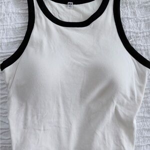 Uniqlo White and Black Ribbed Tank Top